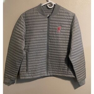 Liverpool FC LFC Puffer Jacket Lightweight Zip‎ Up Gray Bomber Women's
